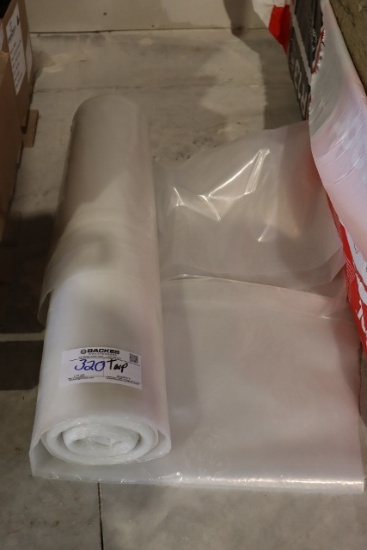 Partial roll of heavy duty clear tarp