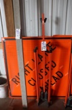 Traffix Little Buster road sign stand with 4' x 4' one lane closed ahead &