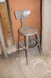 Metal shop stool with metal back rest