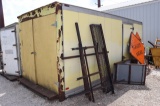 Janesville 8' x 18' x 7' yellow storage container with wood doors - buyer t
