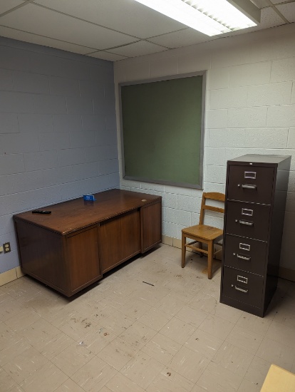 Just added, Office to go - desk, bookshelf, file cabinet, & chairs