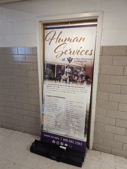 Just added - Times 2 - 33" wide pull up Iowa Wesleyan display sign