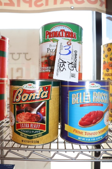 Times 5 - Assorted #10 cans of tomato puree, strips, & more