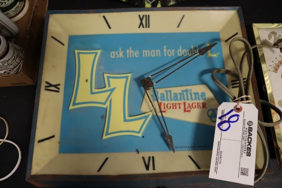 15" x 18" Ballantine Light Lager metal framed wall clock
