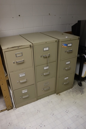 Times 3 - Hon metal 3 drawer letter filing cabinets - no keys