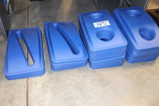 All to go - Rubbermaid blue recycling & pop trash lids