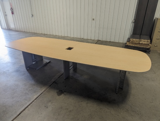 54" x 12' wood laminate conference table - missing screws for top