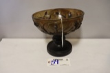 Footed amber bronze glass bowl - 10