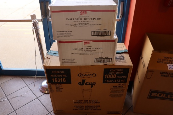 1/2 case of Dart 16 oz. foam cups with 2 cases of lids
