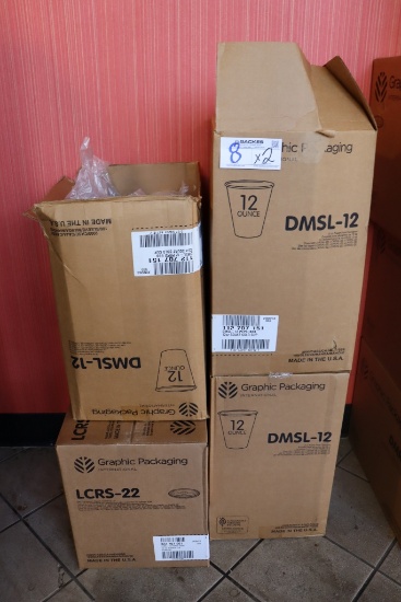 Times 2 - Cases + of Pepsi labeled paper 12 oz. cups with 1 case of lids