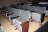 All to go - 104 grey tweed cinema chairs - buyer needs to inspect - as is c
