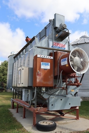 SUPERB model 2D250V continuous flow grain dryer w/ Calc-U-Dry , Stainless Steel Sides, 7,156 hour