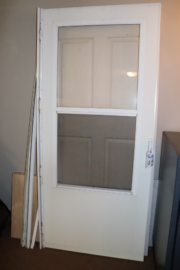 35.25" x 79.75" wood door with storm door