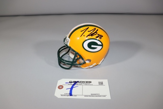 Ty Montgomery autographed Green Bay Packers mini helmet. Player hologram