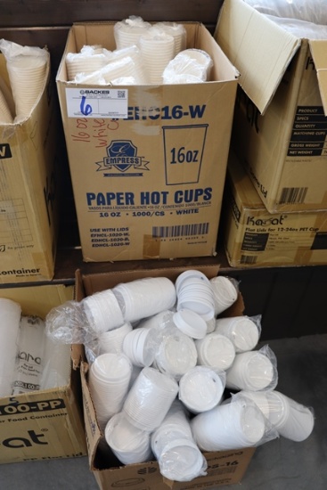 3/4 case of Empress 16 oz. paper coffee cups with case of lids