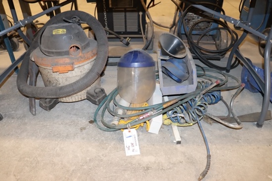 All to go - Shop Vac, face shield, & more under table