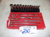 All to go - various Snap On deep sockets, tool holder and extensions