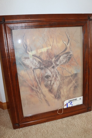20.5" x 25" framed mule deer print