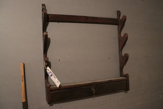 24" wood wall mount 4 gun display rack