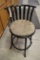Black framed chair with cloth seat