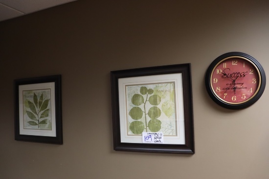 All to go - 20" x 20" framed wall prints and 12" wall clock
