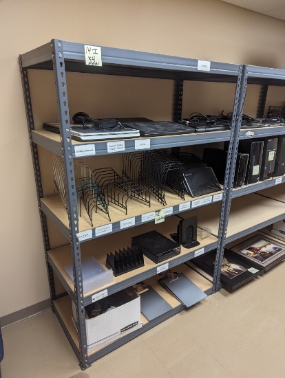 Times 4 - 24" x 48" light industrial metal racks with wood shelves