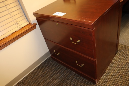 30" cherry finish 2 drawer lateral file cabinet