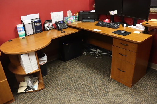 65" x 82" "L" shaped wood office desk