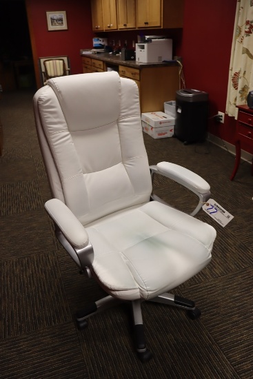 White leather style office chair