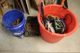 All to go - tote of bungee cords and straps and misc. log chains