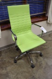 Simon lime green chrome base with leather style swivel conference room arm