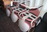 All to go - 6 matching tan frame with maroon tweed chairs - as is condition
