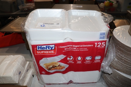 Hefty Supreme Foam Hinged Lid Container, 3-Compartment (125 ct