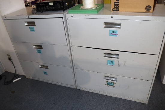 Times 2 - Hon 36" later 3 drawer file cabinets - as is condition