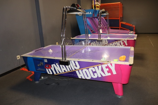 Dynamo DH-100 air hockey table with scoring canopy - overall size is 52" x