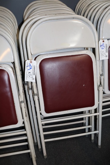 Times 12 - Adirondack tan metal framed maroon padded seat folding chairs -