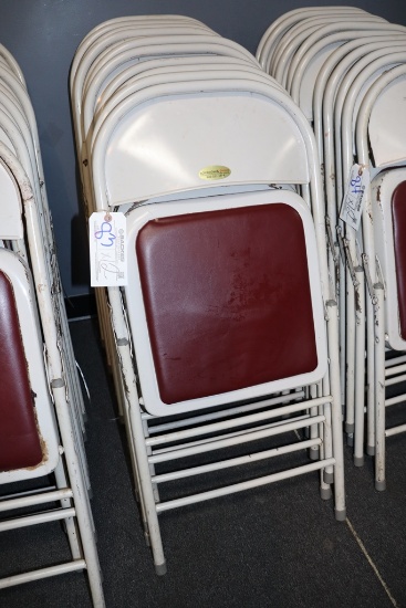 Times 12 - Adirondack tan metal framed maroon padded seat folding chairs -