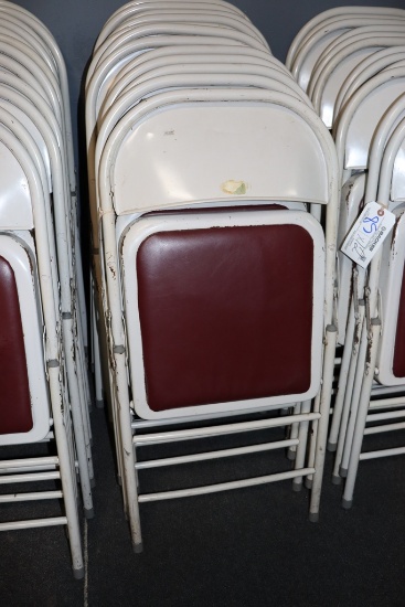 Times 12 - Adirondack tan metal framed maroon padded seat folding chairs -