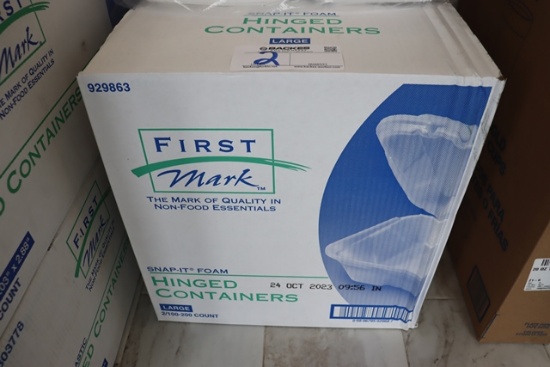 Case of First Mark hinge lid containers