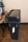 Black kitchen trash can with lid