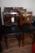 Times 6 - walnut stained wood framed bar chairs with padded seats