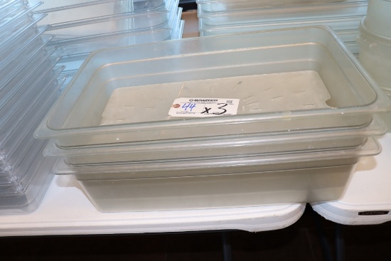 Times 3 - full size x 6" acrylic inset pans with crispers - no lids - showi