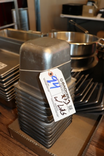 Times 13 - 1/6 x 6" stainless inset pans with lids