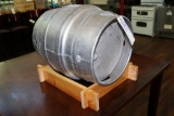 Vintage stainless keg with wood stand