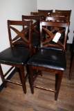 Times 8 - walnut stained wood framed bar chairs with padded seats