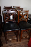 Times 6 - walnut stained wood framed bar chairs with padded seats