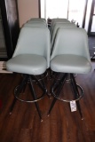 Times 8 - JH Carr teal colored pleated back swivel bar chairs - heavy duty