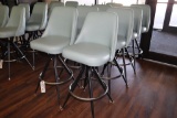 Times 8 - JH Carr teal colored pleated back swivel bar chairs - heavy duty
