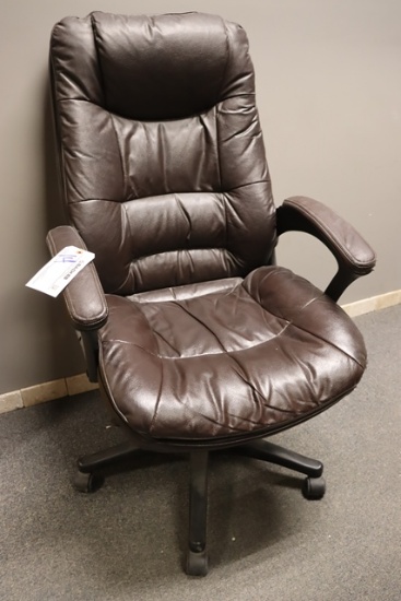Brown leather executive office chair
