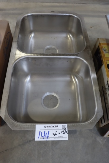 18.25" x 32" stainless double bin sink